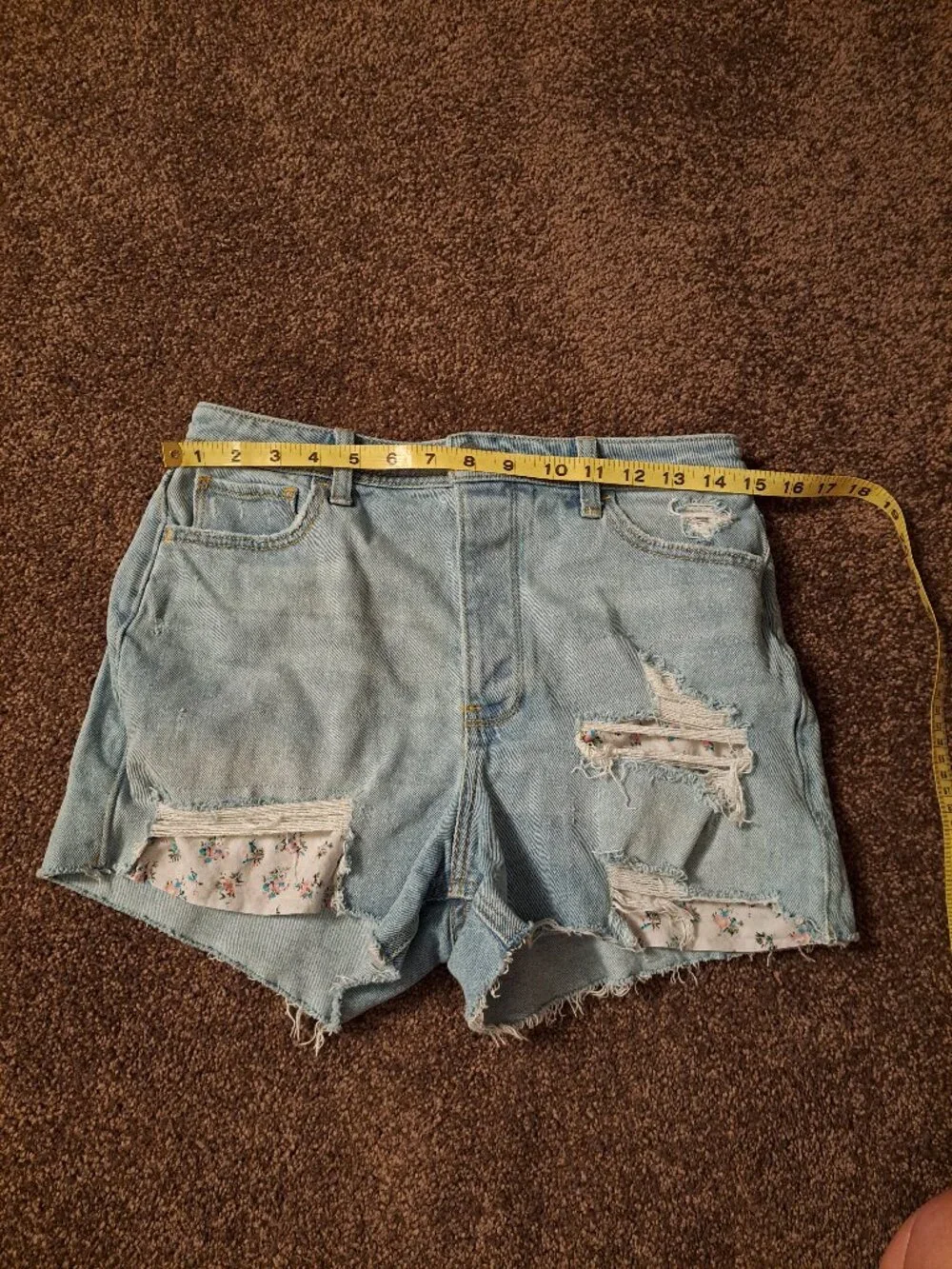 Hollister Distressed Ultra High-Rise Mom Shorts With Floral Panels